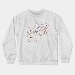 Pretty Minimalist Aesthetic Flower Bird Floral Design Crewneck Sweatshirt